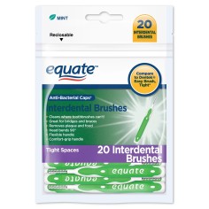 Set of 20 Interdental Brushes, Equate, for Deep Cleaning, with Lid, Mint Flavor, Size S, Green
