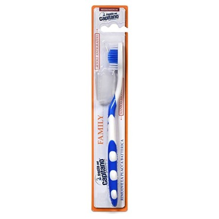 Periuta de Dinti Clasica, Pasta del Capitano, Family, Multi-Protectie, Capac Inclus, Peri Medium, Culoare Albastra