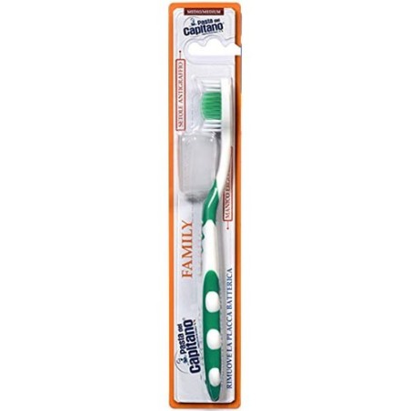 Periuta de Dinti Clasica, Pasta del Capitano, Family, Multi-Protectie, Capac Inclus, Peri Medium, Culoare Verde