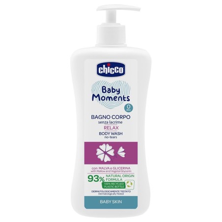 Lotiune de Spalare, Chicco, Baby Moments, Relax, fara Lacrimi, 0+ Luni, cu Nalba si Glicerina, 500ml