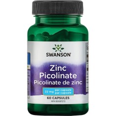 Supliment Alimentar, Swanson, Zinc Picolinate, Intareste Sistemul Imunitar si Trateaza Acneea, 22mg, 60 capsule