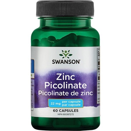 Supliment Alimentar, Swanson, Zinc Picolinate, Intareste Sistemul Imunitar si Trateaza Acneea, 22mg, 60 capsule