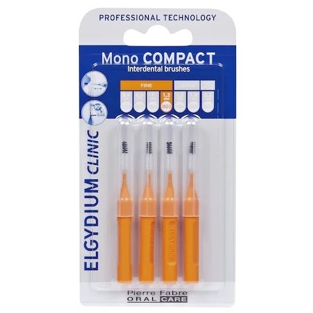 Set 4x Periute Interdentare, Elgydium, Mono Compact, pentru Curatare in Profunzime, Unica Folosinta, Orange, marime 1.2mm