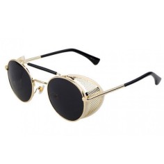 Ochelari de Soare, Zamo®, Blamage, Protectie UV400, Model Steampunk, Rama Aurie, Lentile Negre