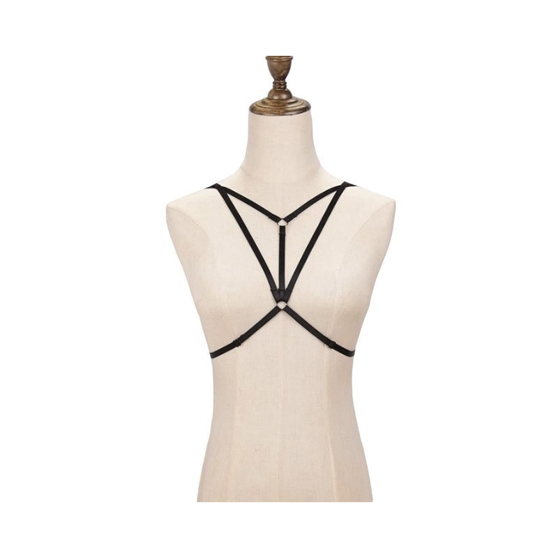 Ham Catifea, Zamo®, Harajuku, Textile Body Harness, pentru Femei, din Snur Textil Negru, Marime Universala