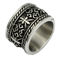 Inel Barbati, Zamo, Irish Engraved, Otel Inoxidabil, Model Celtic, Argintiu, Marime 9
