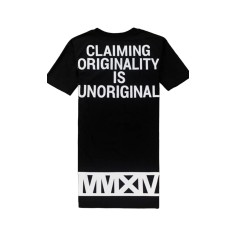 Tricou Barbati, Zamo®, HBA FCK, Originality, Lung, cu Fermoare Laterale, Alb cu Negru, Marimea L