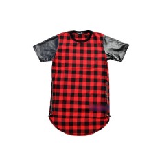 Tricou Barbati, Zamo®, Kanye West Red, cu Patratele, Lung, Negru cu Rosu, Marimea L