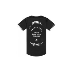 Tricou Barbati, Zamo®, Jaws, Admirable Sailor, cu Imprimeu Marinar si Maritim, Lung, Negru cu Alb, Marimea L