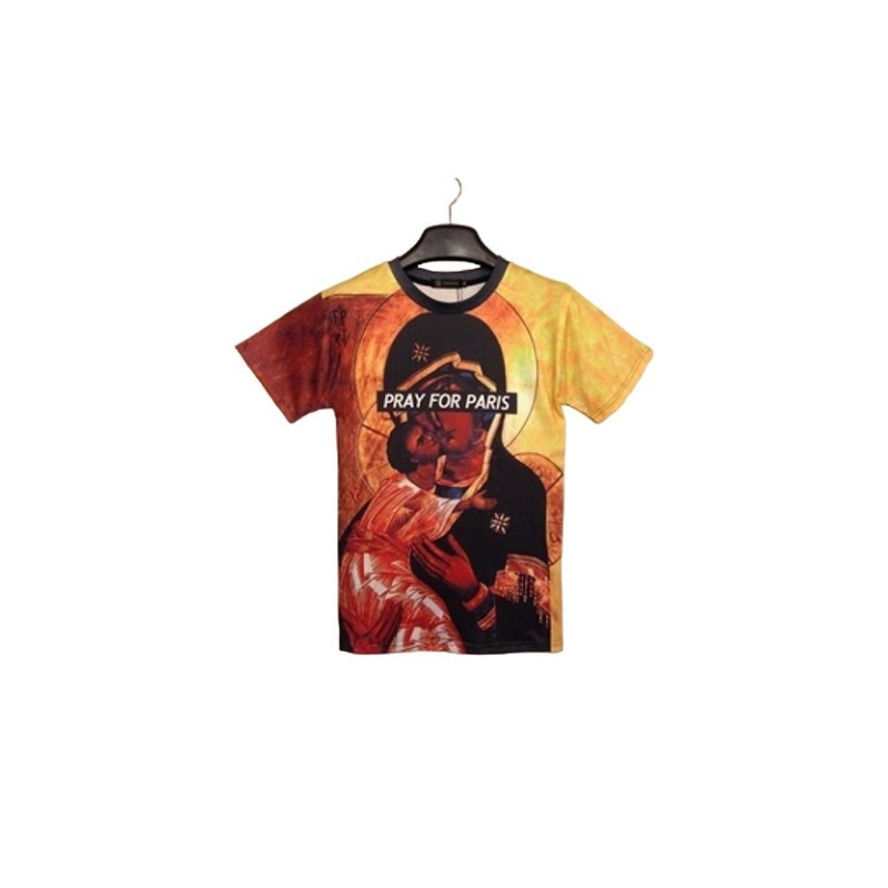 Tricou Barbati, Zamo®, Pray for Paris, Virgin Mary, cu Imprimeu Religios, Marimea L