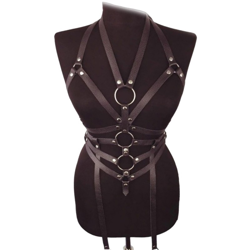 Ham Femei, Zamo®, Harajuku, Berlin, Leather Body Harness, din Piele, Negru, Marime Universala