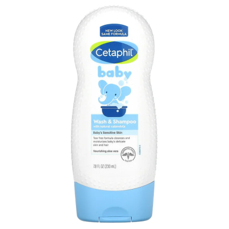 Gel de Curatare pentru Copii, Cetaphil, Baby, Wash & Shampoo, Par si Corp, Hipoalergenic, fara Lacrimi, 230ml