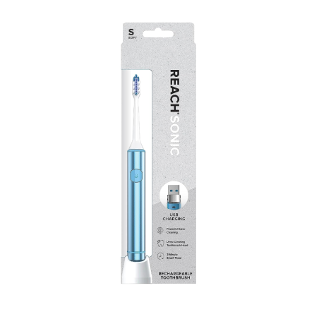 Periuta de Dinti, Reach Sonic, USB Electric, Curatare Eficienta in Spatiile Inguste, cu Peri Inclinati, Soft, cu Husa Calatorii