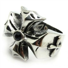 Inel Barbati, Zamo, Model Cruce Medievala, Inox, Argintiu, Marime 9