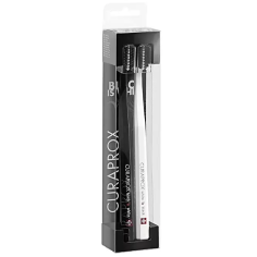 Set Periute de Dinti, Curaprox, White and Black, 5100, Peri Moi, pentru Gingii Sensibile, Culori Alb si Negru, 2 buc