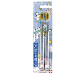 Set Periute de Dinti, Curaprox, Hento Toto, impotriva Placii Dentare, pentru Gingii Sensibile, Culoare Transparenta, 2 buc