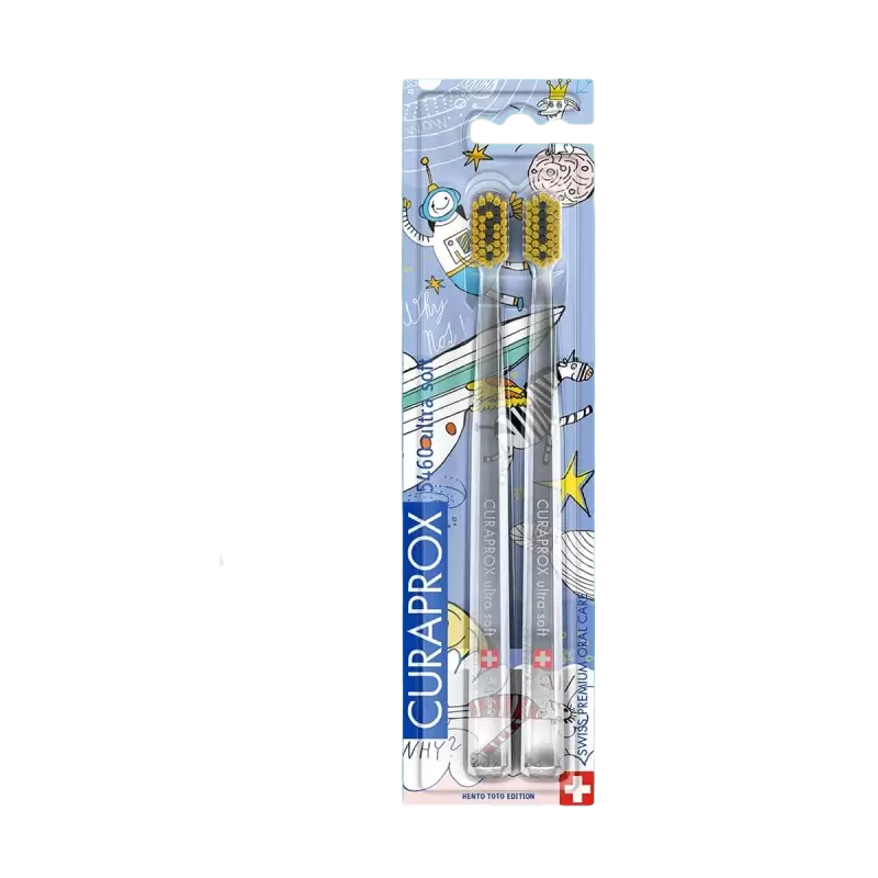 Set Periute de Dinti, Curaprox, Hento Toto, impotriva Placii Dentare, pentru Gingii Sensibile, Culoare Transparenta, 2 buc