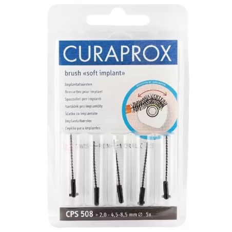 Set Periute Interdentare, Curaprox, Soft Implant, 508, pentru Ingrijirea Implanturilor Dentare, 2mm, Culoare Negru, 5 buc.