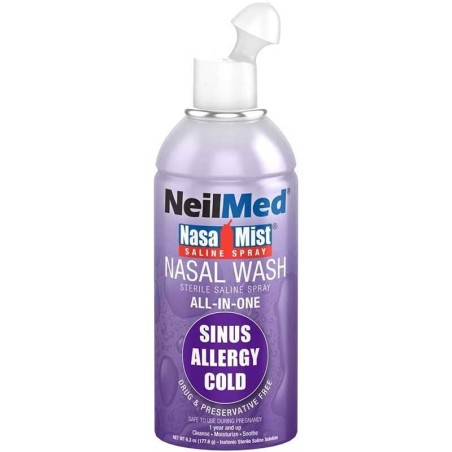 Spray Nazal, NeilMed, NasaMist All in One Multi Purpose, Izotonic, cu Solutie Salina, Calmeaza, Hidrateaza si Curata, 177.6gr