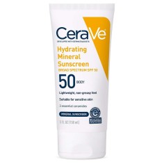 Crema de Corp, CeraVe, Mineral Sunscreen, cu Acid Hialuronic, Ceramide si Oxid de Zinc,  impotriva UVA si UVB, SPF50, 150ml
