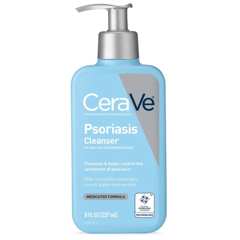 Gel de Curatare, CeraVe, Psoriasis Cleanser, pentru Ameliorarea Mancarimii Pielii, impotriva Rosetii si Iritatiilor, 237ml