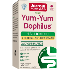 Supliment Alimentar pentru Copii, Jarrow, Yum Yum Dophilus, 1 Miliard CFU, 4 Tulpini de Probiotice, fara Gluten, Vegan, 120 tb