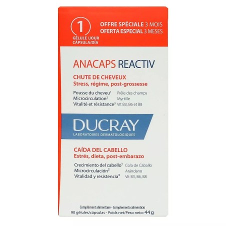 Supliment Alimentar, Ducray, Anacaps Expert, Reactiv, Tratament Impotriva Caderii Parului, cu Aminoacizi si Minerale, 90 capsule