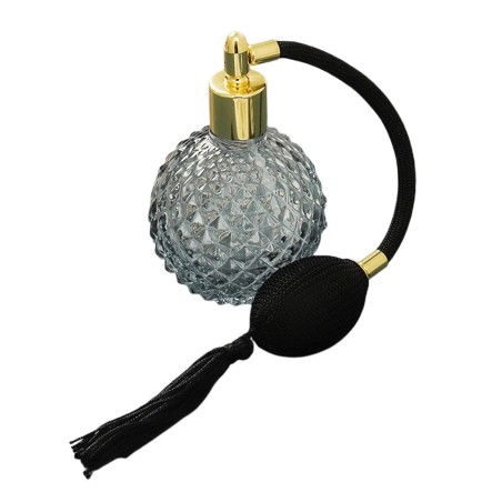 Sticla Parfum, Zamo®, Black Pump, cu Pulverizator Infiletabil si Capac, Capacitate 90ml, Model Vintage, Negru