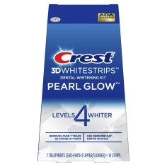 Teeth Whitening Strips, Crest, 3D White, Pearl Glow, Whitening Level 4, Box 7 Envelopes, 14 Strips