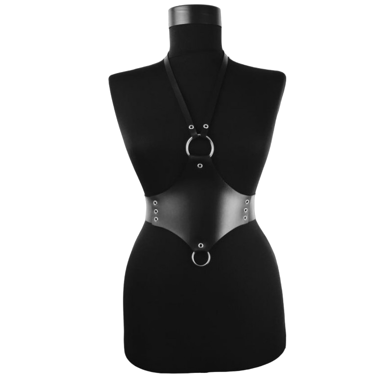 Ham Femei, Harajuku, Montreal, Leather Body Harness, din Piele, Negru, Marime Universala