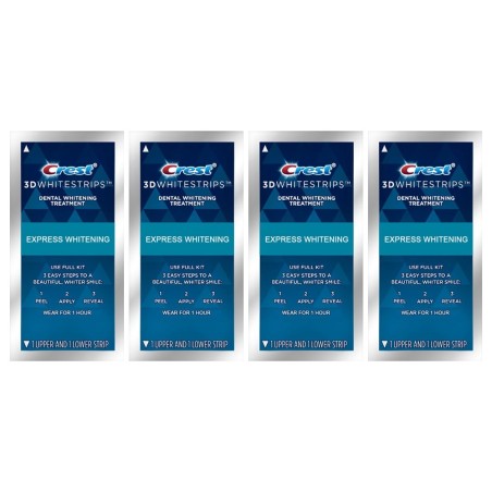 Set 4x Envelopes, Teeth Whitening Strips, Crest 3D White, 1-Hour Express, Whitening Level 12, 4 days