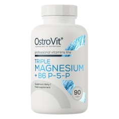 Supliment Alimentar, OstroVit, Triplu Magneziu si Vitamina B6, pentru Sistemul Cardiovascular, Muscular, Nervos, 90 capsule