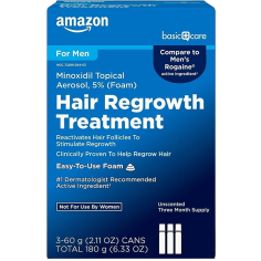 Set Spuma, Amazon, Basic Care, Minoxidil 5%, impotriva Caderii Parului, pentru Barbati, Tratament 3 luni, 3x 60mI
