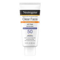 Face Lotion, Neutrogena, Clear Face, for Acne Prone Skin, Oil Free, Water Resistant, SPF 50, 88ml
