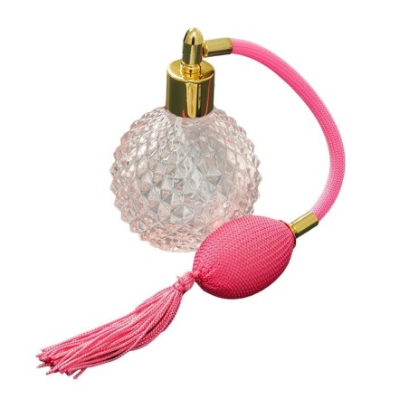 Sticla Parfum, Zamo®, Pink Pump, cu Pulverizator Infiletabil si Capac, Capacitate 90ml, Model Vintage, Roz cu Transparent