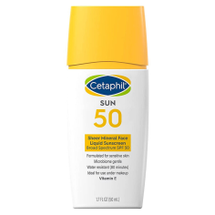 Crema Protectie Solara Fata, Cetaphil, Sheer Mineral, pentru Piele Sensibila, cu Oxid de Zinc, impotriva UVA si UVB, SPF 50, 50m