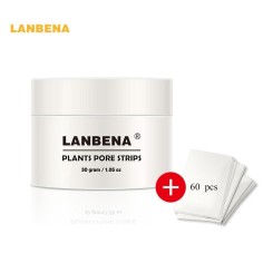 Set Extractie Puncte Negre, Crema 30gr si 60x Benzi Hartie, Lanbena, Pore Strips, cu Aloe Vera