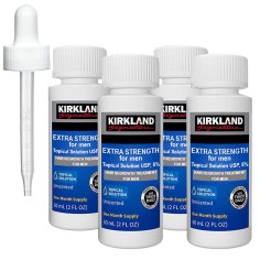 Set Solutie, Kirkland, pentru Stimularea Cresterii Parului si a Barbii, Pipeta Inclusa, 4x 60ml