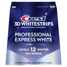 Set of 18 Teeth Whitening Strips, Crest, 3D White, Professional Express White, 14% Concentration, 18-day Treatment, 45 min, Whit