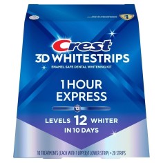Set of 10x Teeth Whitening Strips, Crest, 3D White, 1 Hour Express, 11% Concentration, 10-day Treatment, 60 min, Whitening Level