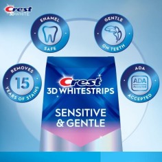 Set 18x Benzi Albirea Dintilor, Crest, 3D White, Sensitive and Gentle, 8% Concentratie, Tratament 18 zile, 30 min, Nivel Albire  2