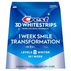 Set 14x Benzi Albirea Dintilor, Crest, 3D White, 1 Week Smile Transformation, 10% Concentratie, Tratament 14 zile, 60 min, Nivel