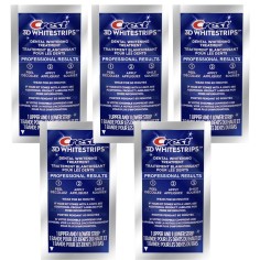 Set 5x Benzi Albirea Dintilor, Crest, 3D White, Professional Results, 10% Concentratie, Tratament 5 zile, 30 min, Nivel Albire 1
