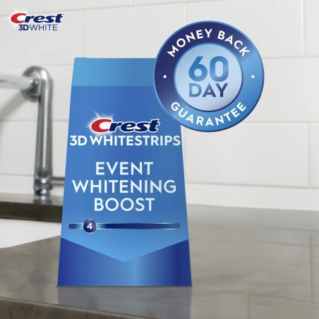 Set 7x Benzi Albirea Dintilor, Crest, 3D White, Event Whitening Boost, 10% Concentratie, Tratament 7 zile, 30 min, Nivel Albire 