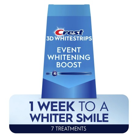 Set 7x Benzi Albirea Dintilor, Crest, 3D White, Event Whitening Boost, 10% Concentratie, Tratament 7 zile, 30 min, Nivel Albire 