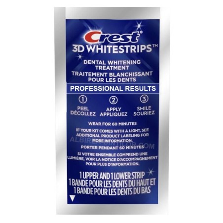 Teeth Whitening Strips, Crest, 3D White, Professional Results, 10% Concentration, 1 Day Treatment, 30 min, Whitening Level 12, 1
