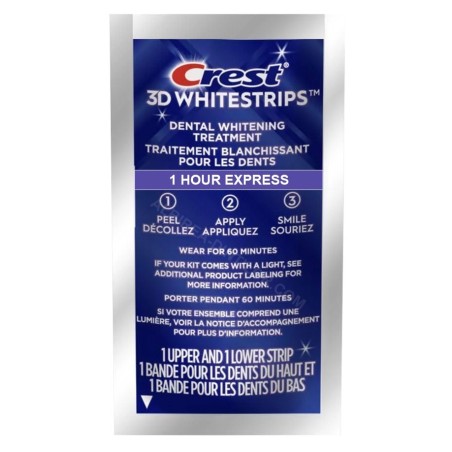 Benzi Albirea Dintilor, Crest, 3D White, 1 Hour Express, 11% Concentratie, Tratament 1 zi, 60 min, Nivel Albire 12, 1x plic