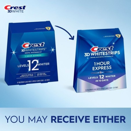 Benzi Albirea Dintilor, Crest, 3D White, 1 Hour Express, 11% Concentratie, Tratament 1 zi, 60 min, Nivel Albire 12, 1x plic