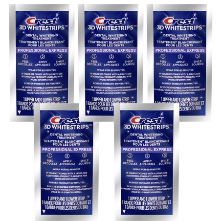 Set 5x Benzi Albirea Dintilor, Crest, 3D White, Professional Express White, 14% Concentratie, Tratament 5 zile, 45 min, Nivel Al
