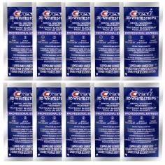 Set 10x Benzi Albirea Dintilor, Crest, 3D White, Professional Express White, 14% Concentratie, Tratament 10 zile, 45 min, Nivel 